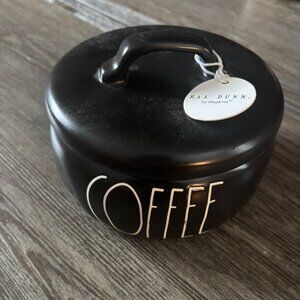 NWT Black Rae Dunn Coffee Ceramic Canister